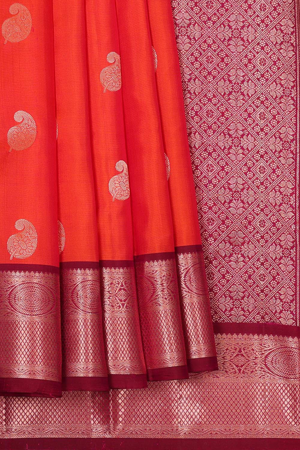 Kanchipattu Light Red Brocade Saree