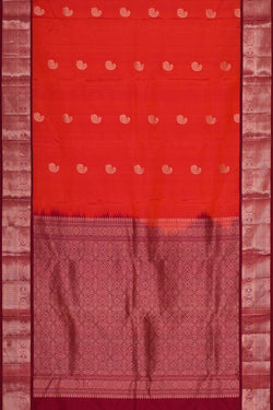 Image of Kanchipattu Light Red Brocade Saree