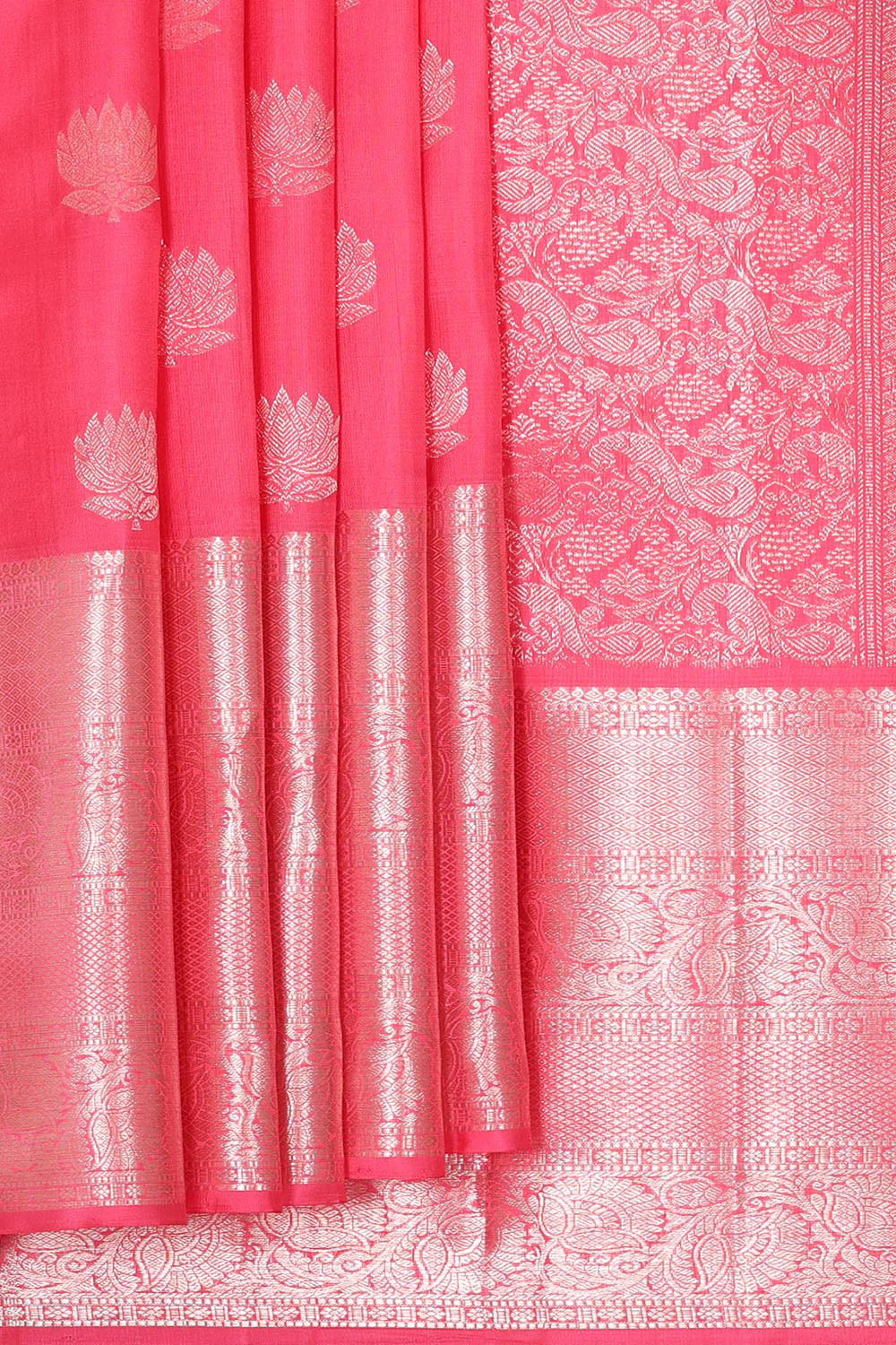 Kanchipattu Peach Pink Brocade Saree