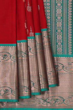 Image of Kanchipattu Red Brocade Saree