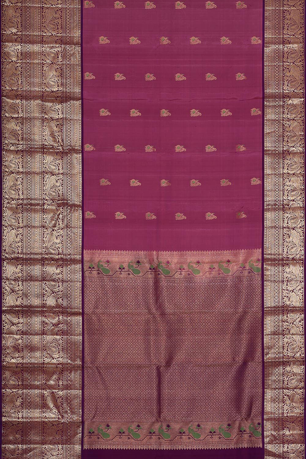 Kanchipattu Dark Onion Pink Brocade Saree