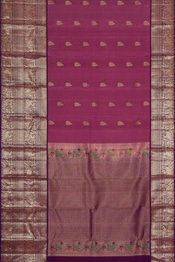 Image of Kanchipattu Dark Onion Pink Brocade Saree