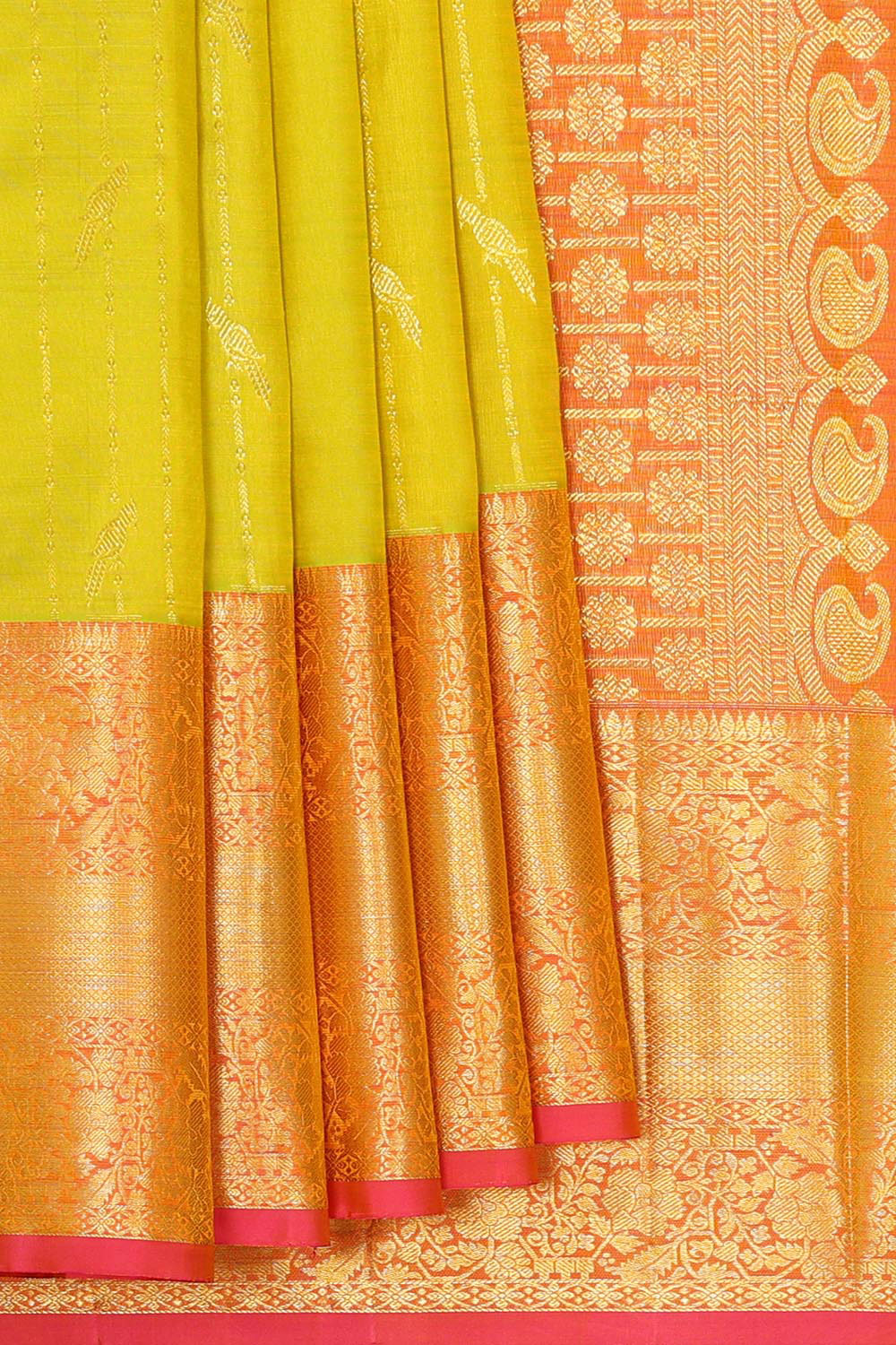 Kanchipattu Light Parrot Green Brocade Saree