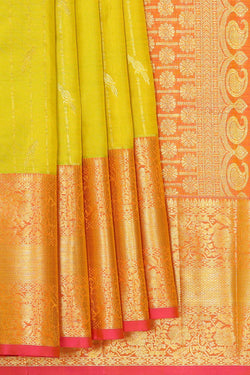 Image of Kanchipattu Light Parrot Green Brocade Saree