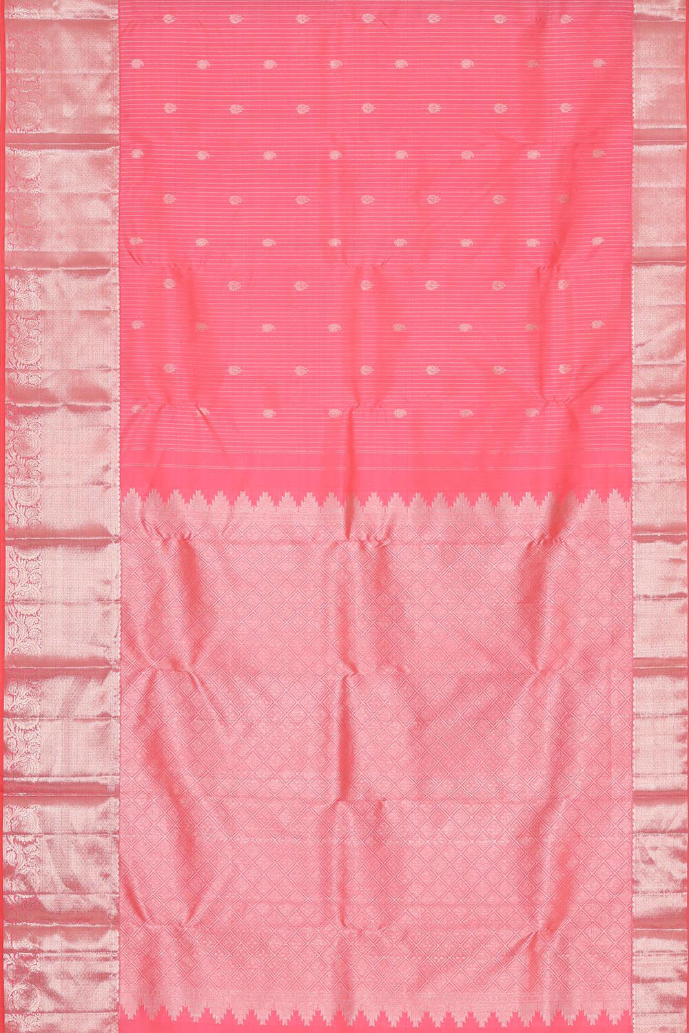 Kanchipattu Peach Pink Brocade Saree