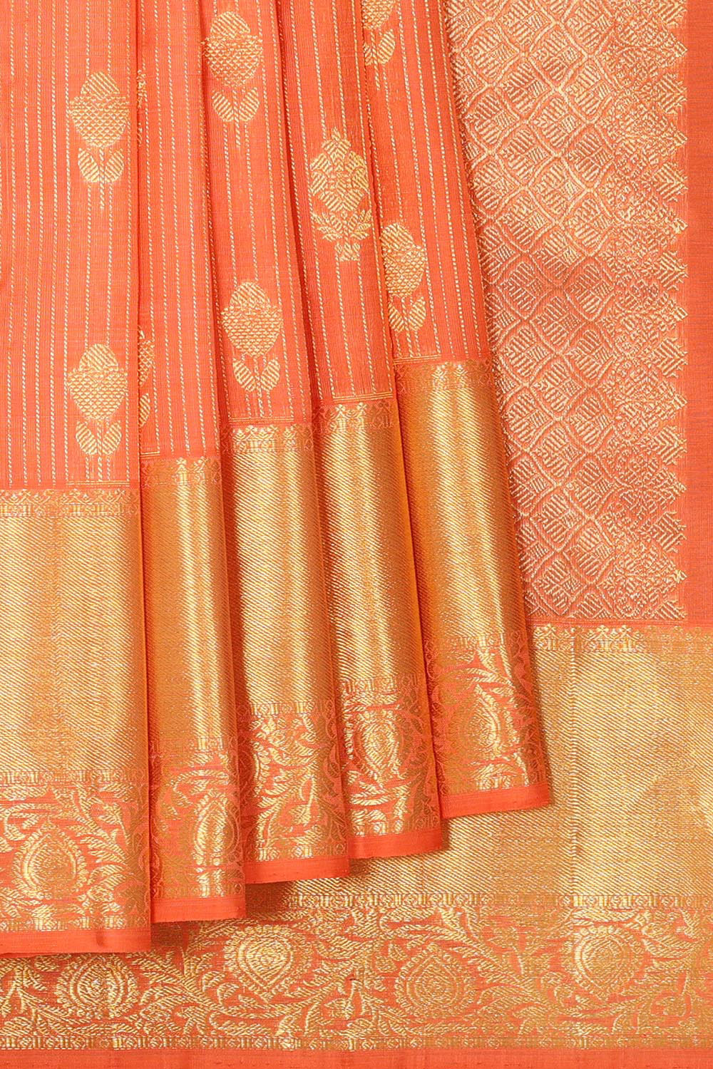 Kanchipattu Peach Brocade Saree