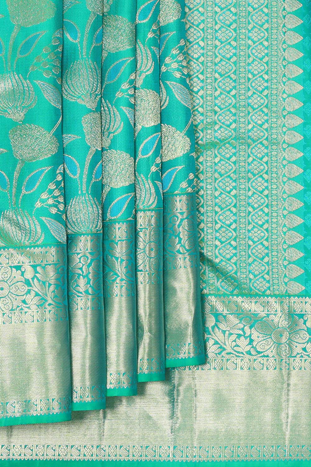 Kanchipattu Sea Green Brocade Saree