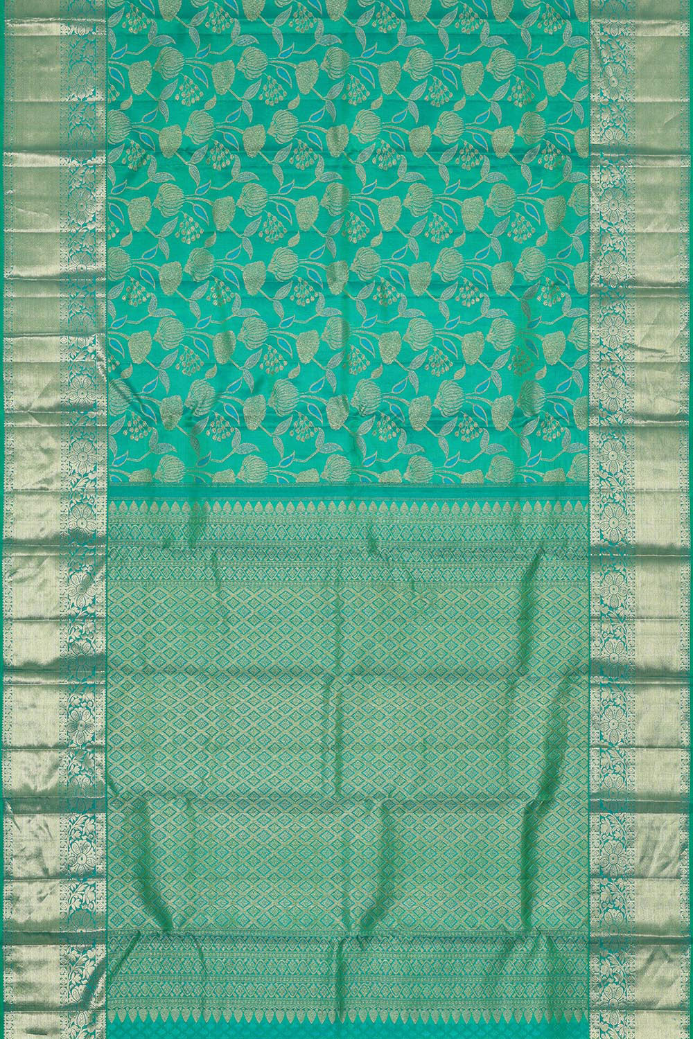 Kanchipattu Sea Green Brocade Saree