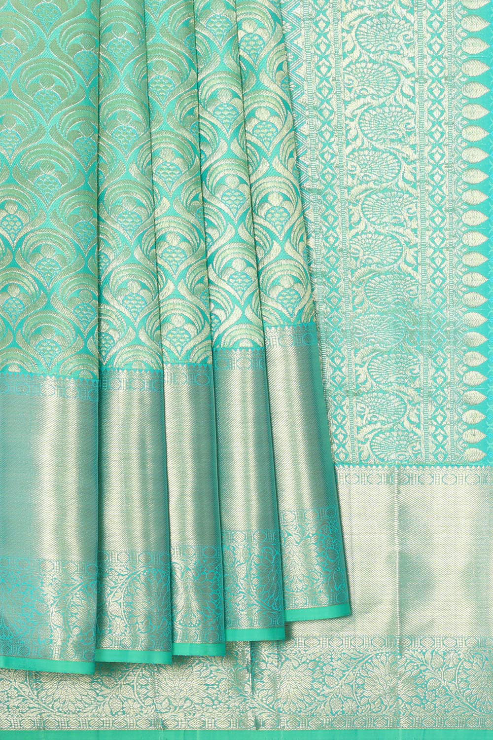 Kanchipattu Sea Green Brocade Saree