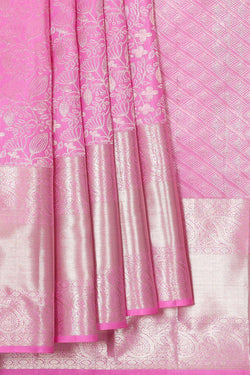 Image of Kanchipattu Rose Pink Brocade Saree