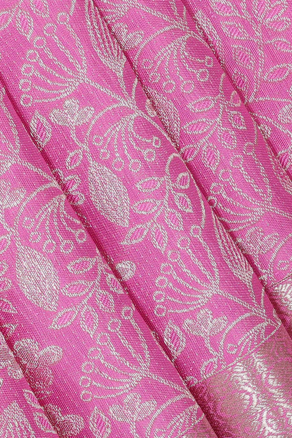 Kanchipattu Rose Pink Brocade Saree