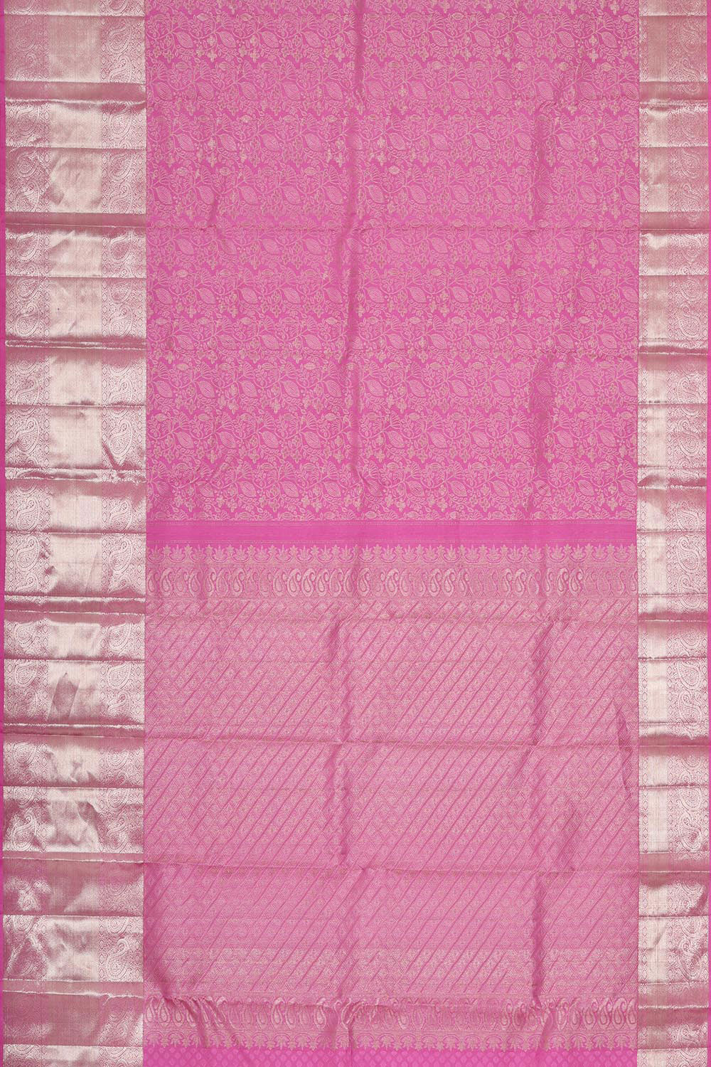 Kanchipattu Rose Pink Brocade Saree