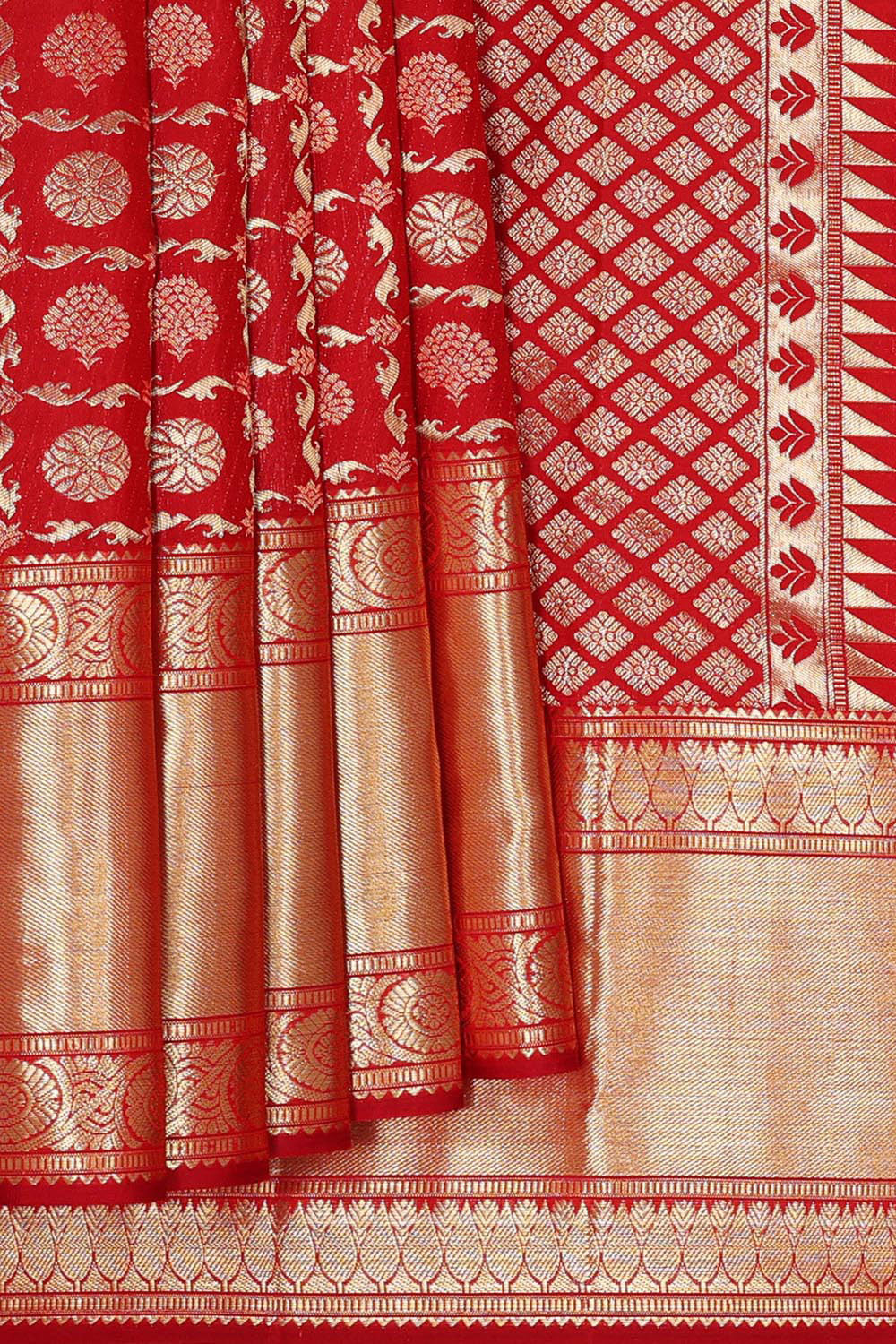 Image of Kanchipattu Red Brocade Saree