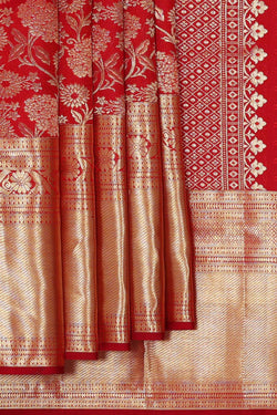 Image of Kanchipattu Red Brocade Saree