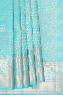 Image of Kanchipattu Light Blue Brocade Saree