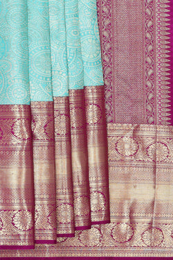 Image of Kanchipattu Light Blue Brocade Saree