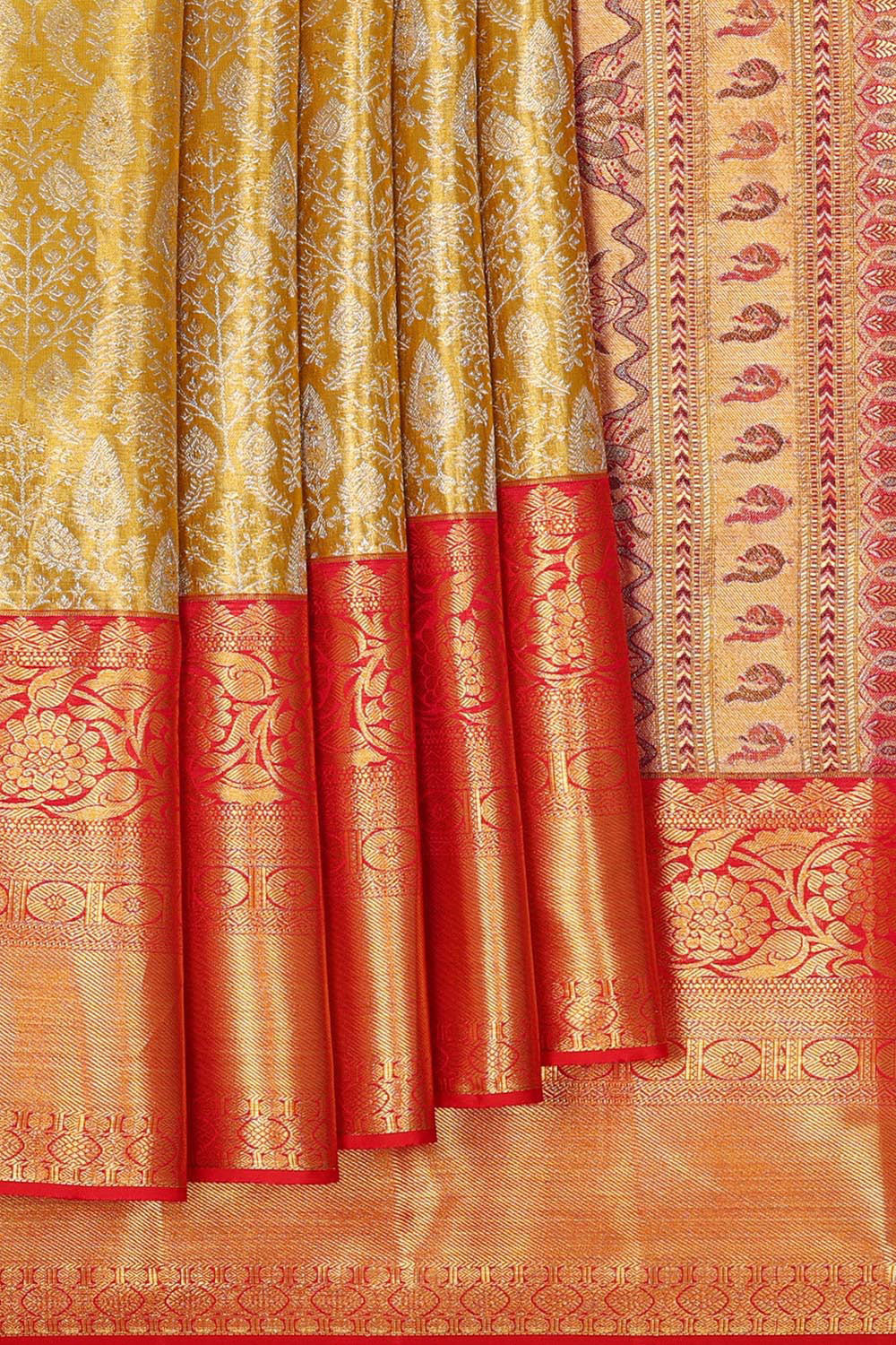 Kanchipattu Gold Tissue Brocade Saree