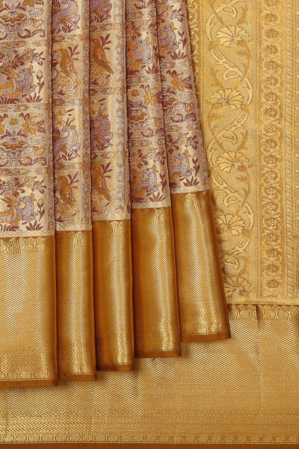 Kanchipattu Gold Tissue Brocade Saree