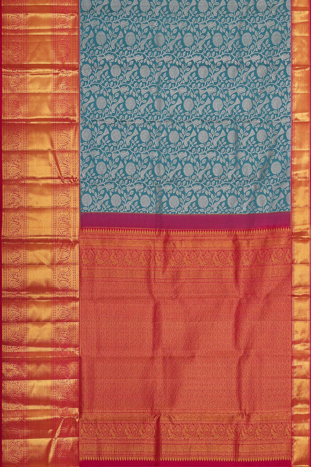 Kanchipattu Ocean Blue Brocade Saree