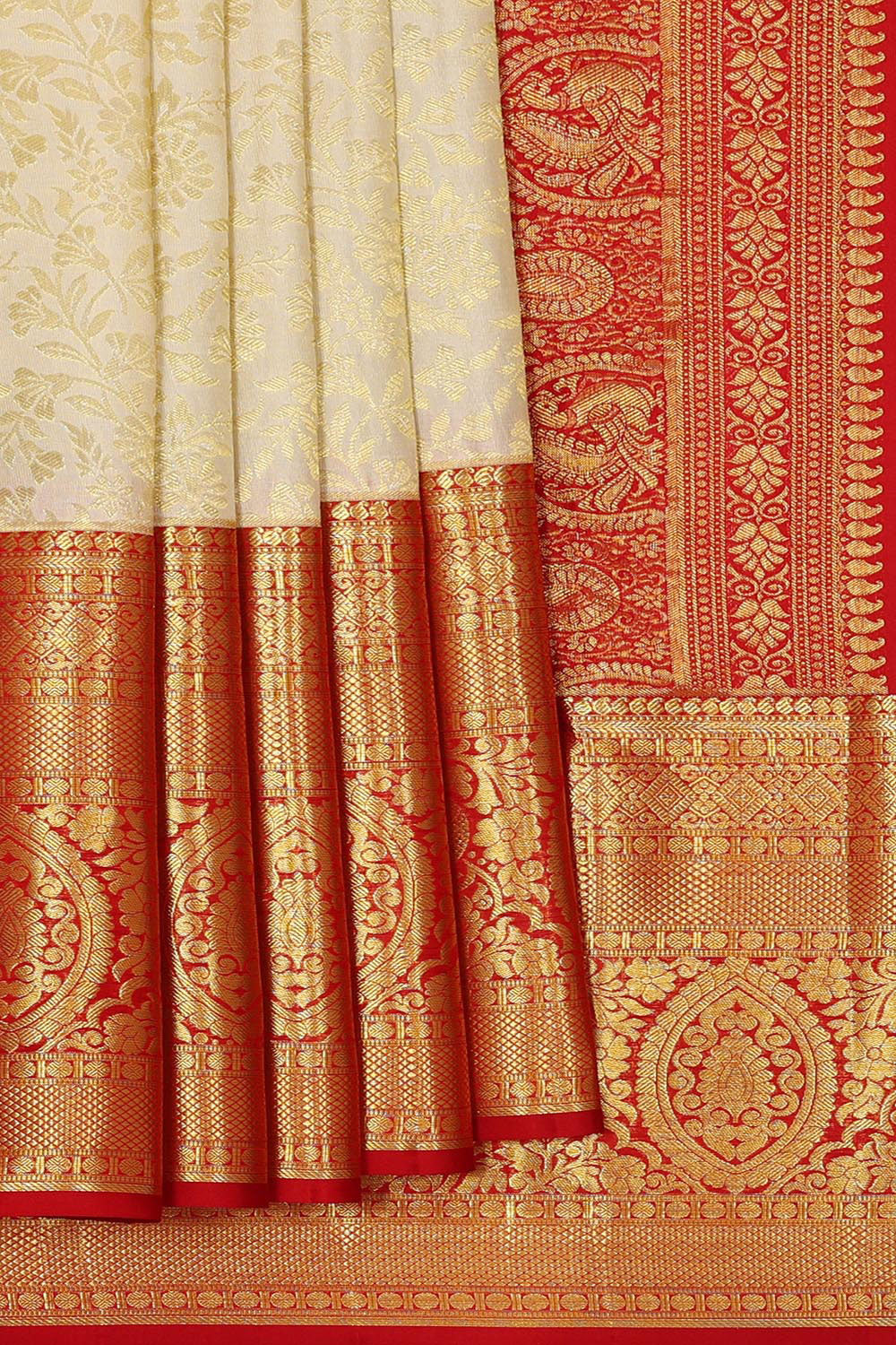 Kanchipattu Cream Brocade Saree