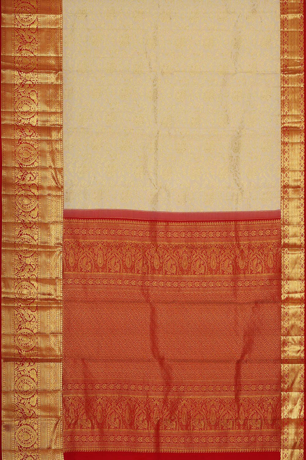 Kanchipattu Cream Brocade Saree