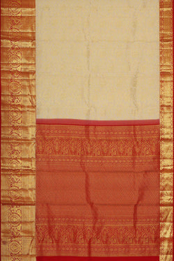 Image of Kanchipattu Cream Brocade Saree