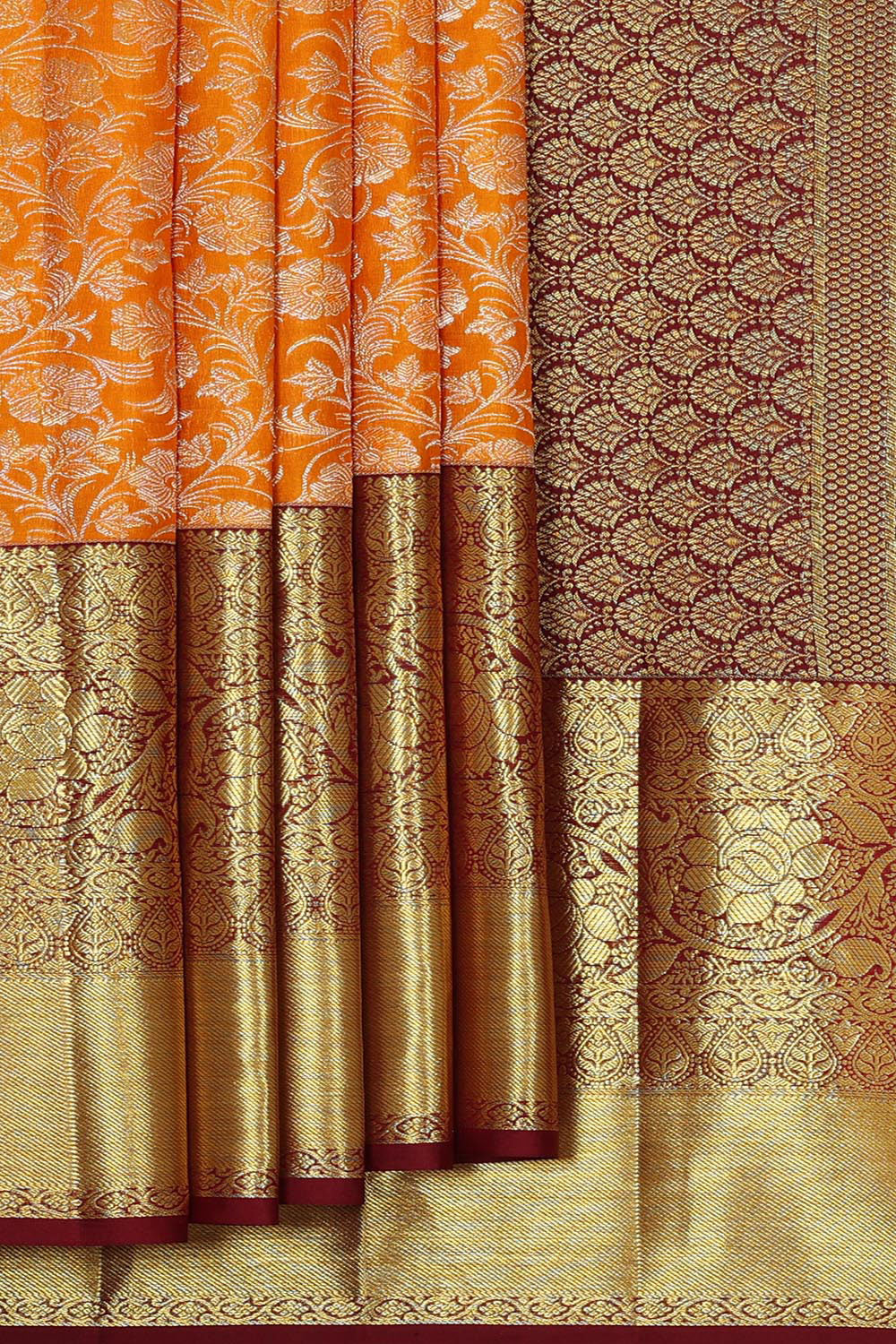 Kanchipattu Orange Brocade Saree