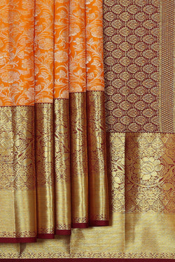 Image of Kanchipattu Orange Brocade Saree