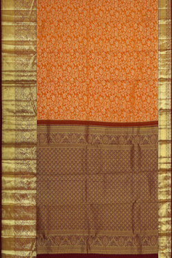 Image of Kanchipattu Orange Brocade Saree