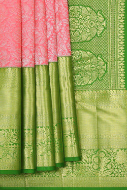 Image of Kanchipattu Peach Pink Brocade Saree