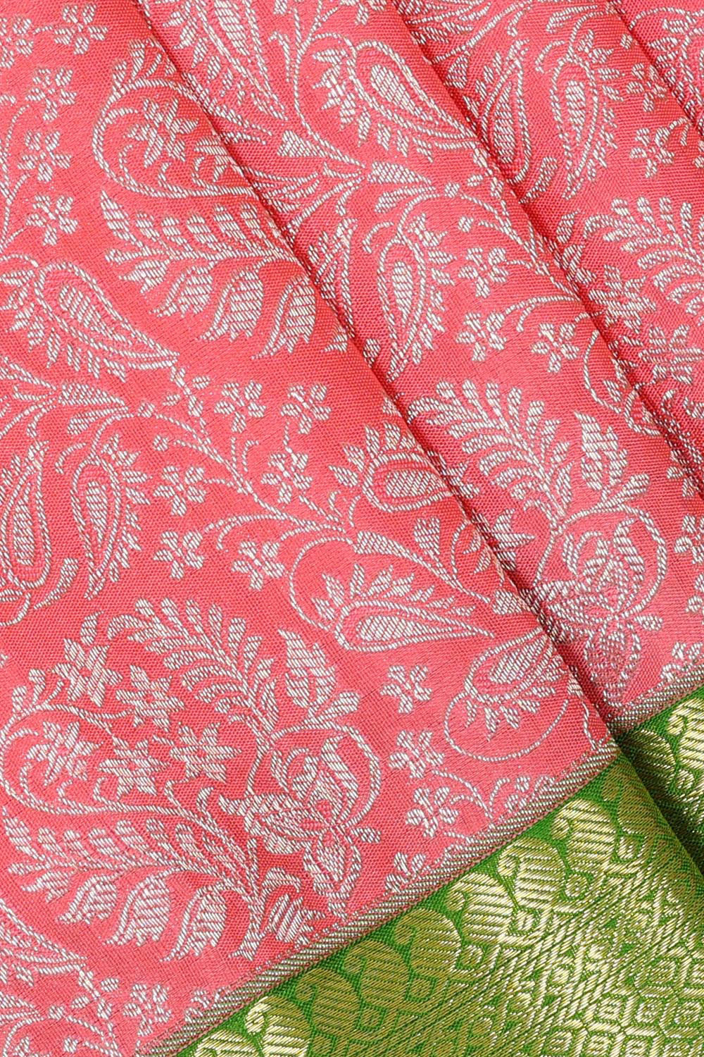 Kanchipattu Peach Pink Brocade Saree