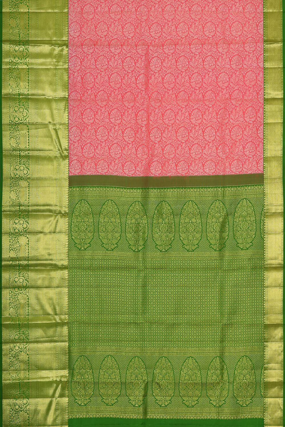 Kanchipattu Peach Pink Brocade Saree