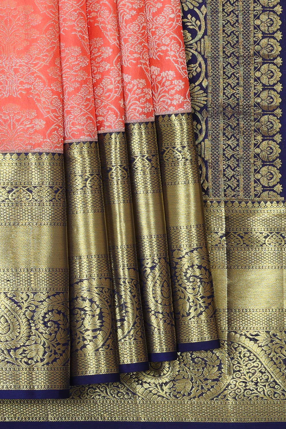 Kanchipattu Peach Brocade Saree