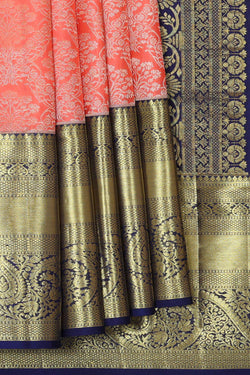 Image of Kanchipattu Peach Brocade Saree