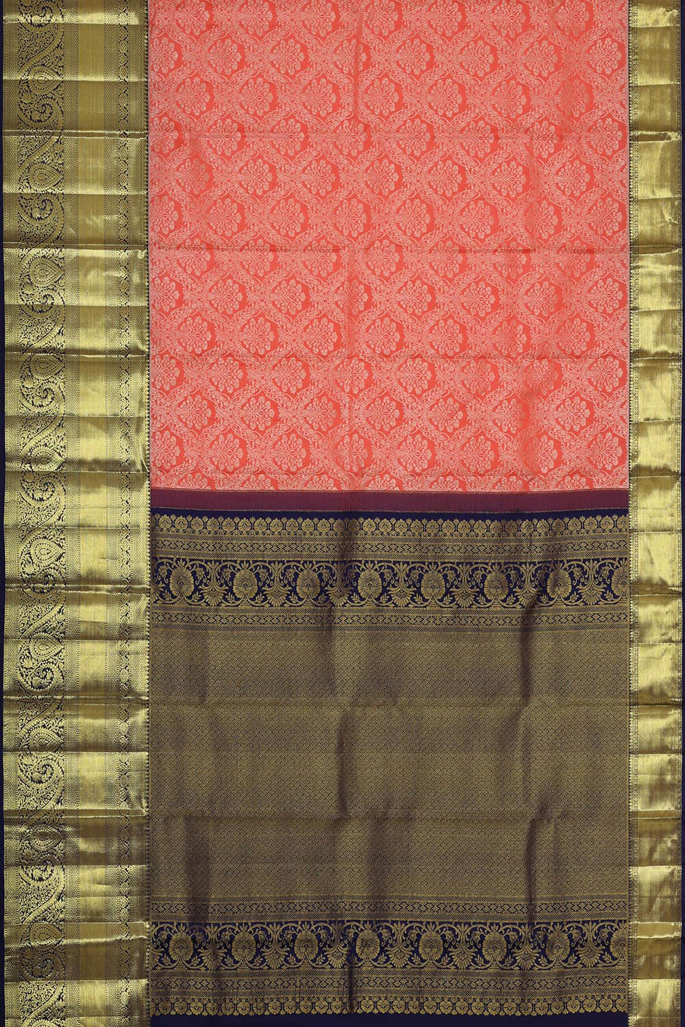 Kanchipattu Peach Brocade Saree