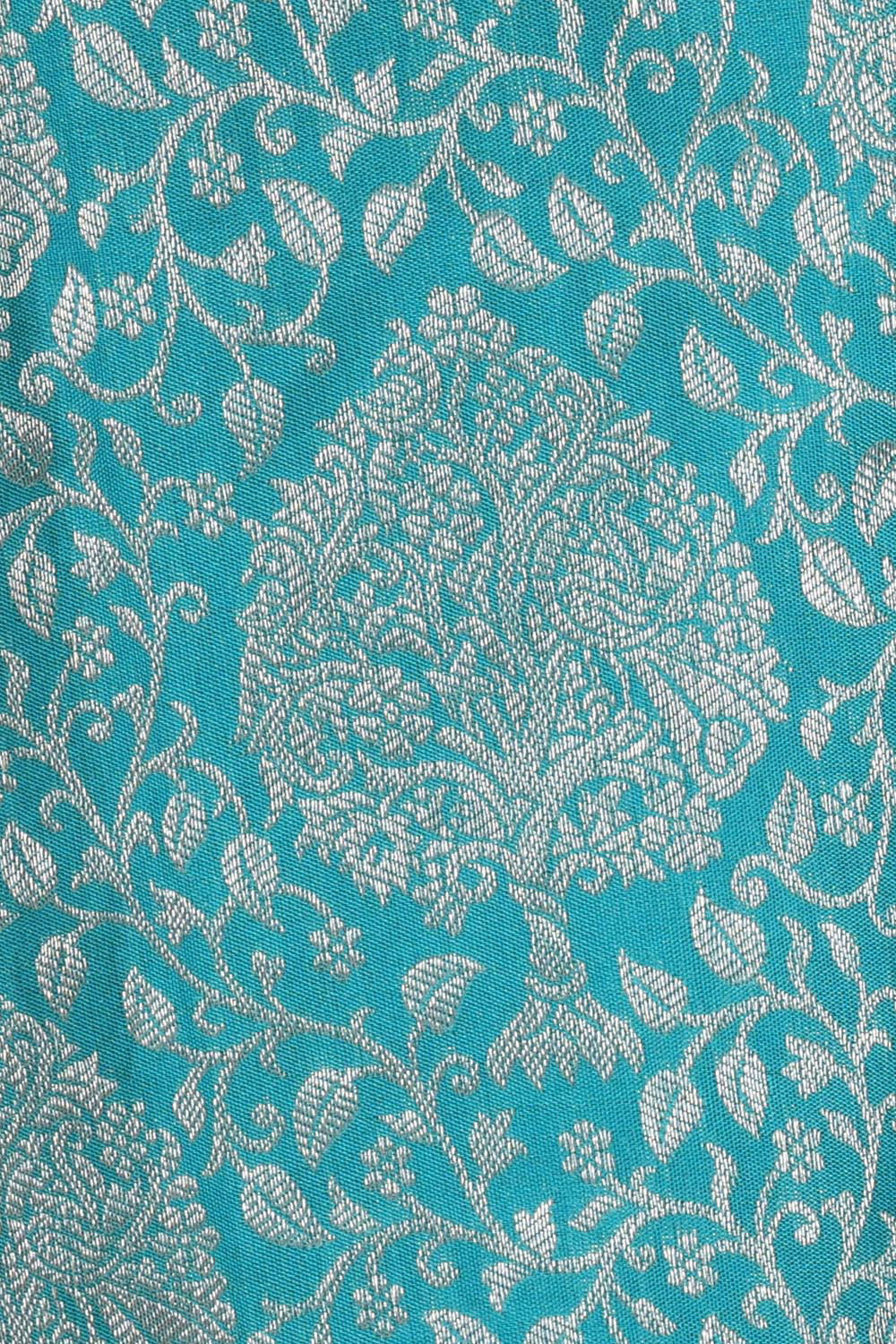 Kanchipattu Teal Blue Brocade Saree