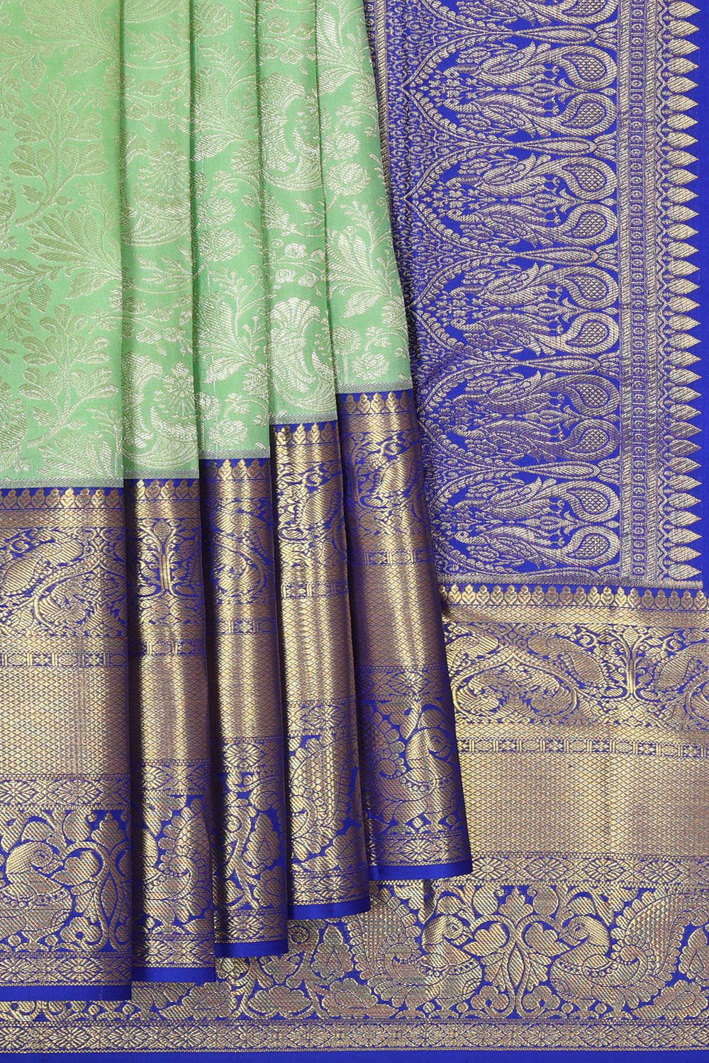 Kanchipattu Mint Green Brocade Saree