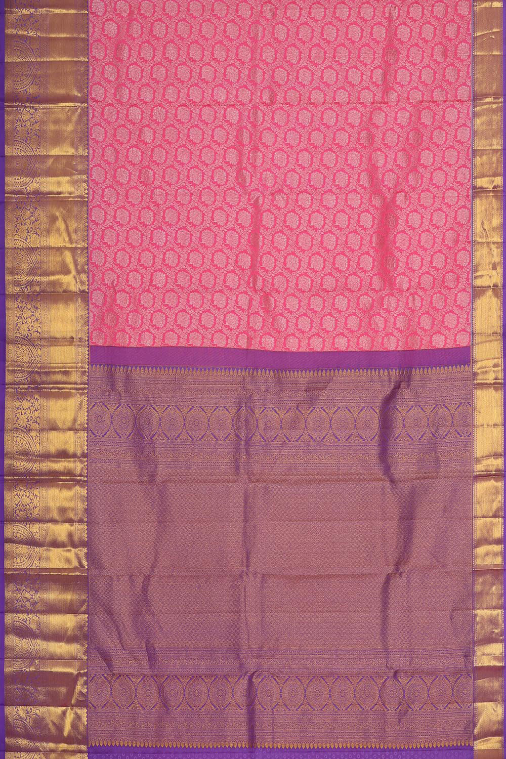 Kanchipattu Rose Pink Brocade Saree