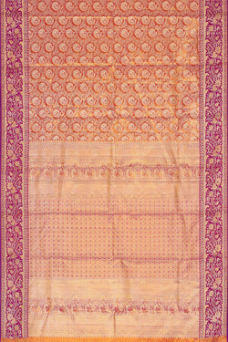 Image of Kanchipattu Golden Pink Tissue Brocade Saree