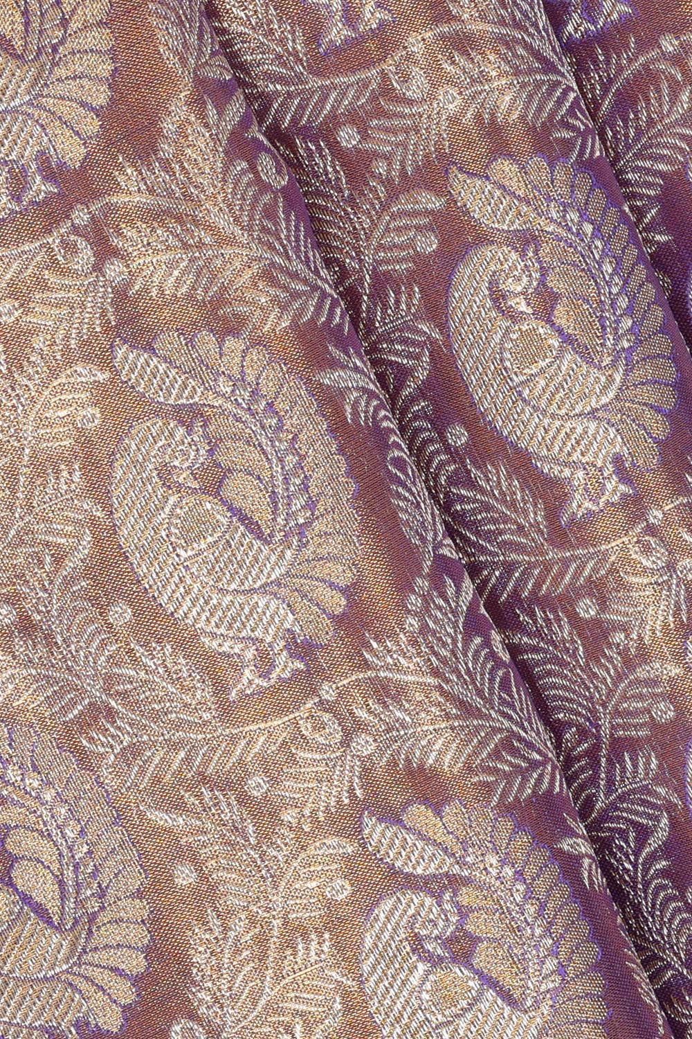 Kanchipattu Golden Purple Tissue Brocade Saree