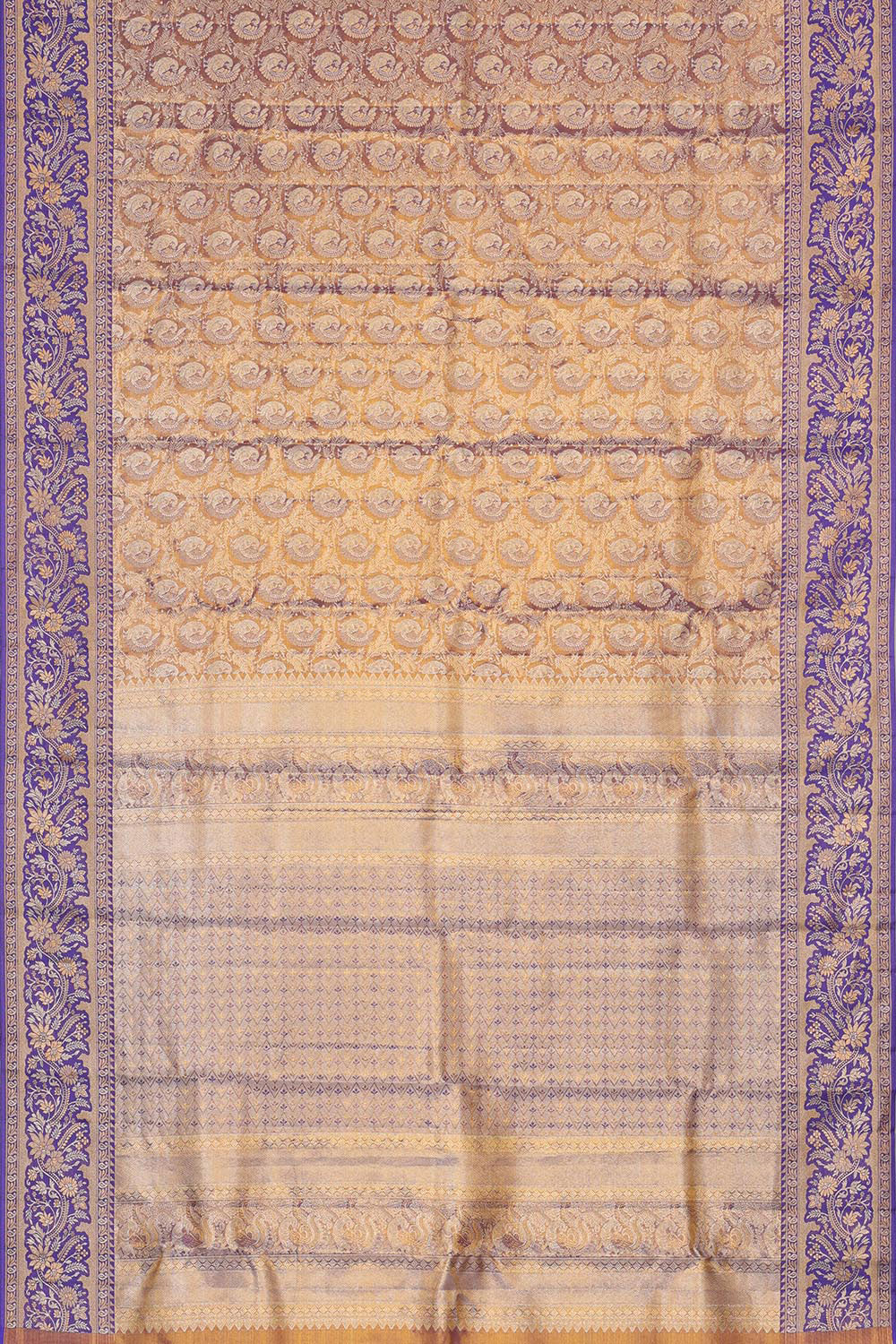 Kanchipattu Golden Purple Tissue Brocade Saree