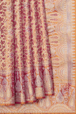 Image of Kanchipattu Golden Brown Tissue Brocade Saree