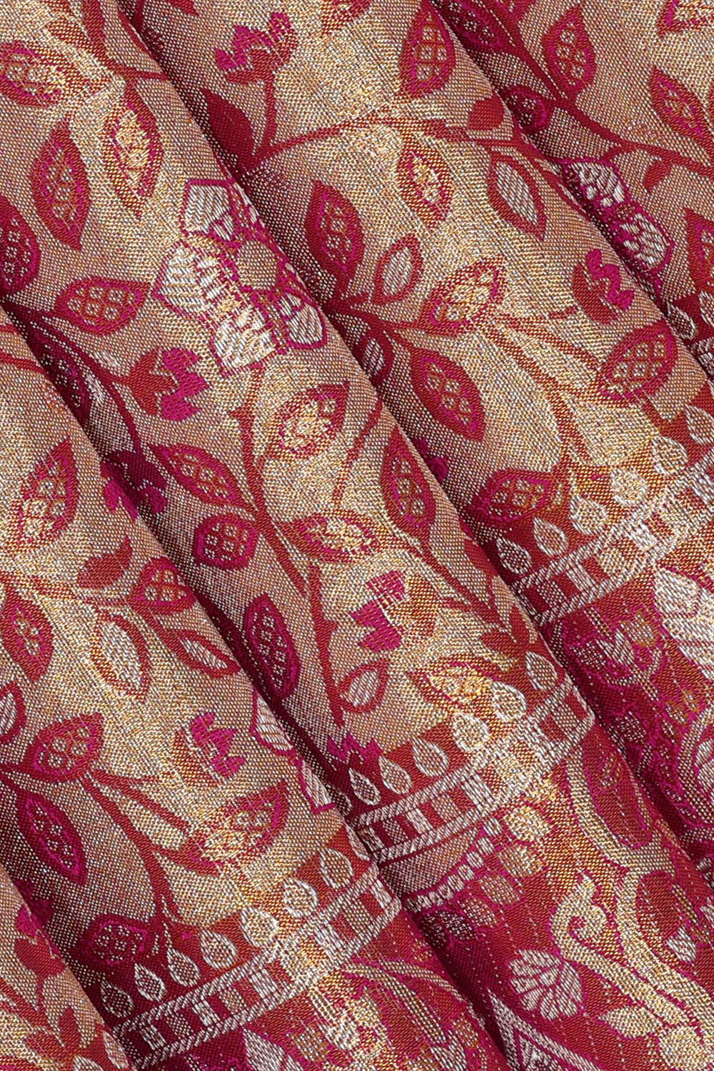 Kanchipattu Golden Brown Tissue Brocade Saree