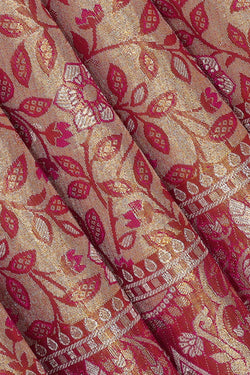 Image of Kanchipattu Golden Brown Tissue Brocade Saree