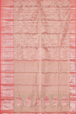 Image of Kanchipattu Peach Pink Tissue Brocade Saree