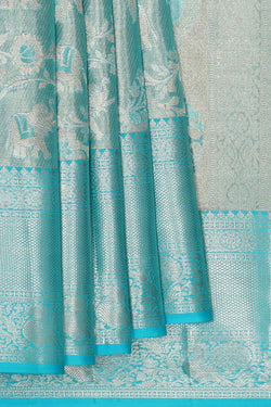 Image of Kanchipattu Sky Blue Tissue Brocade Saree