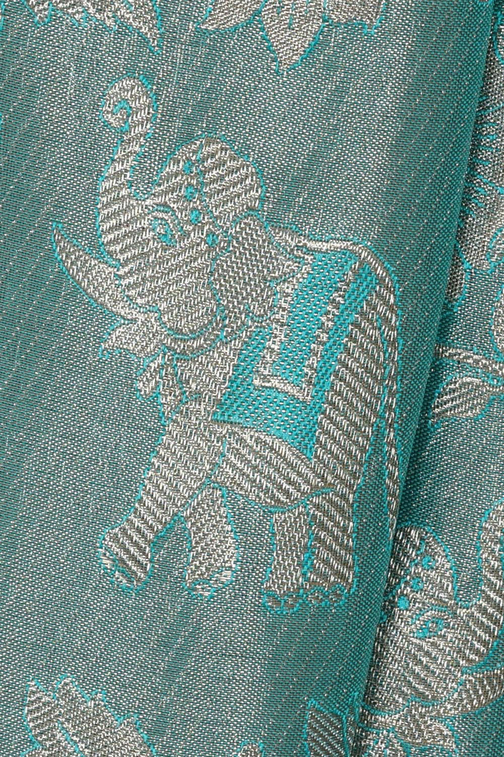 Kanchipattu Sky Blue Tissue Brocade Saree