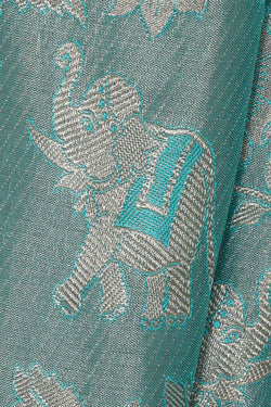 Image of Kanchipattu Sky Blue Tissue Brocade Saree