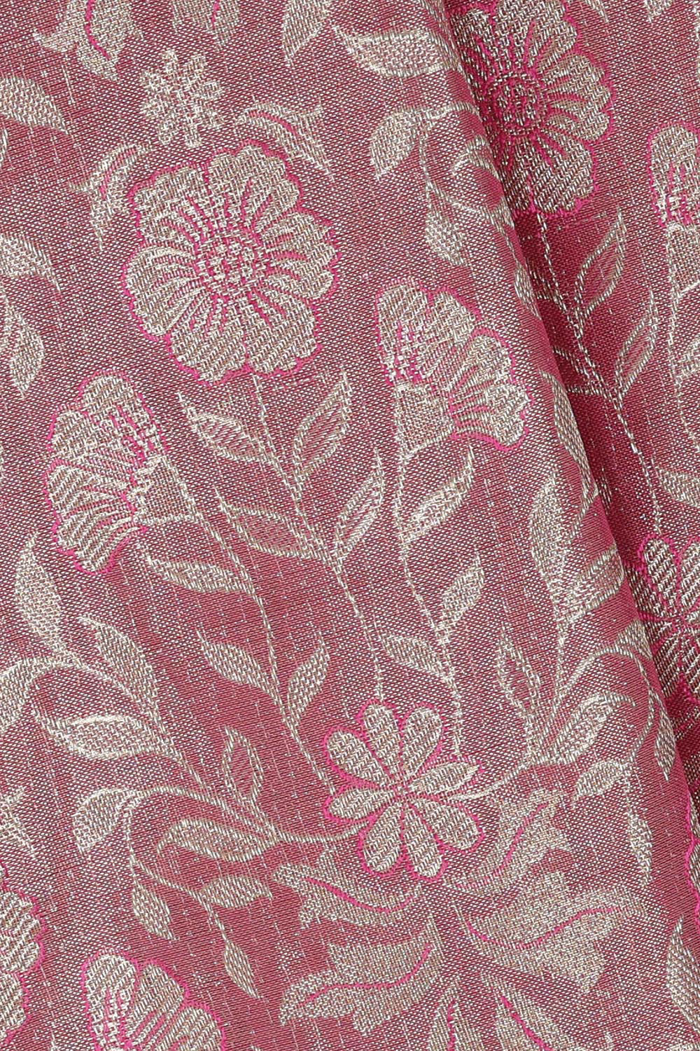 Kanchipattu Onion Pink Tissue Brocade Saree