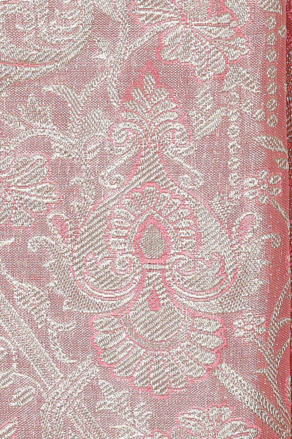 Kanchipattu Peach Tissue Brocade Saree